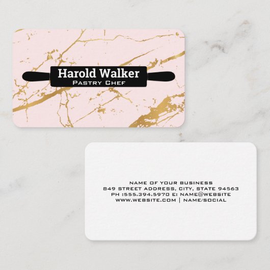 Kitchen Rolling Pin | Pink Marble Background Visitekaartje (Voorkant / Achterkant)