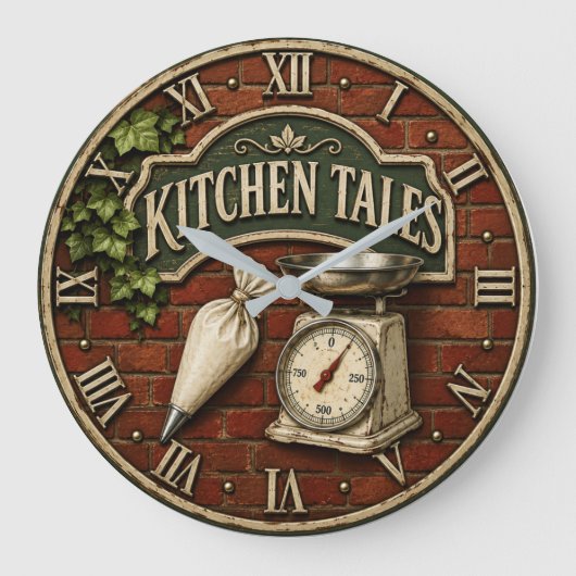 Kitchen Tales Rustic Baking Baker Gift Grote Klok (Voorkant)