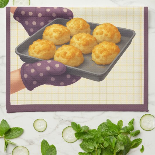 Kitchen Tea Towel | Cheese Scone Time | Plum Borde Theedoek (Gevouwen)
