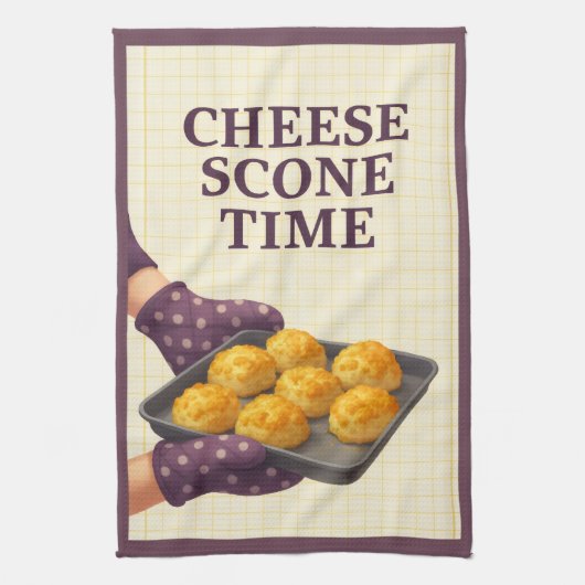 Kitchen Tea Towel | Cheese Scone Time | Plum Borde Theedoek (Verticaal)