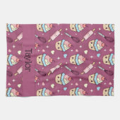 Kitchen Tea Towel Kawaii Pink Purple Cupcake  Theedoek (Horizontaal)