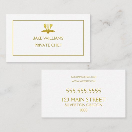 KITCHEN TOOLS IN FAUX GOLD PRIVATE CHEF VISITEKAARTJE (Voorkant / Achterkant)