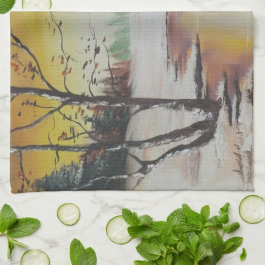 Kitchen Towel Ann Hayes Painting Winter Scene Theedoek (Gevouwen)