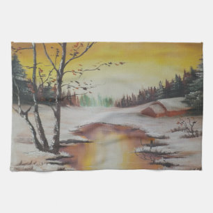 Kitchen Towel Ann Hayes Painting Winter Scene Theedoek