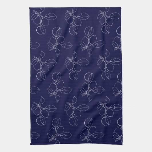 Kitchen Towel - Blue And White Lemons Pattern Theedoek (Verticaal)