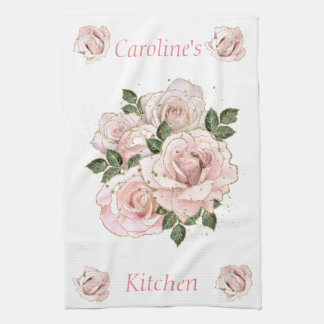 Kitchen Towel Blush-Rozen & Glitter Personalized Theedoek
