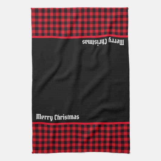Kitchen Towel-Buffalo Pset Merry Kerstmis Theedoek (Verticaal)