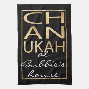 Kitchen Towel Chanukah Gold Theedoek