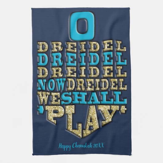 Kitchen Towel "Chanukah/O Dreidel Dreidel.." Theedoek (Verticaal)