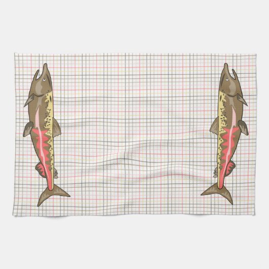 Kitchen Towel - Chinook Salmon op Pset Theedoek (Horizontaal)