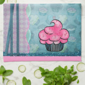 Kitchen Towel Cute Pink Cupcake Aangepast Theedoek (Gevouwen)
