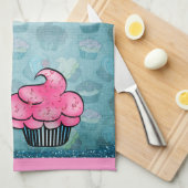 Kitchen Towel Cute Pink Cupcake Aangepast Theedoek (Quarter Fold)