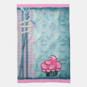 Kitchen Towel Cute Pink Cupcake Aangepast Theedoek (Verticaal)