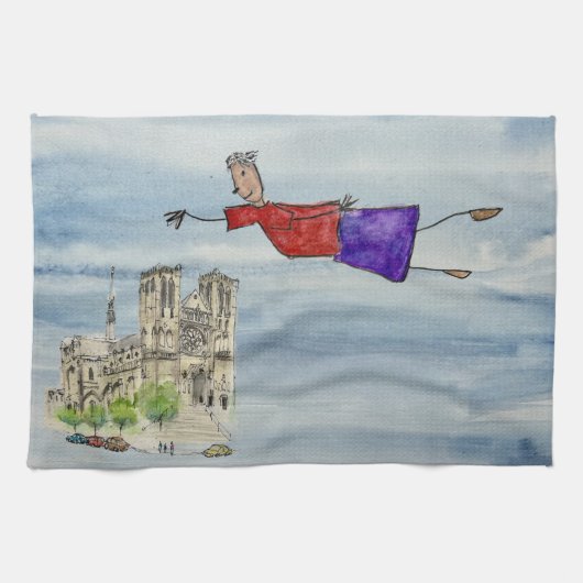 Kitchen Towel: Flying Joanna and Grace Cathedral Theedoek (Horizontaal)