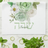 Kitchen Towel Green Rozen en White Daisies Theedoek (Gevouwen)
