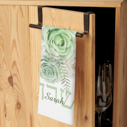 Kitchen Towel Green Rozen en White Daisies Theedoek (Derde Gevouwen)