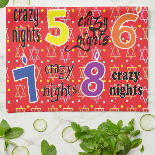 Kitchen Towel "Hanukkah/8 Crazy Nights" Dish Towel Theedoek (Gevouwen)
