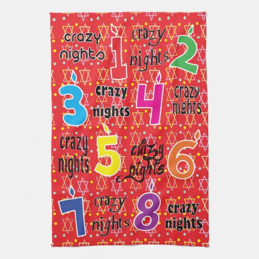 Kitchen Towel "Hanukkah/8 Crazy Nights" Dish Towel Theedoek (Verticaal)