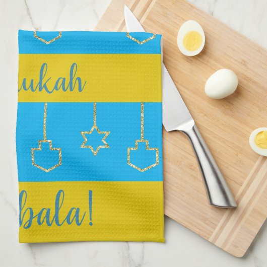 Kitchen Towel "Hanukkah Blue Gold" Theedoek (Quarter Fold)