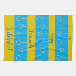 Kitchen Towel "Hanukkah Blue Gold" Theedoek