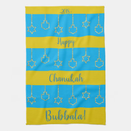 Kitchen Towel "Hanukkah Blue Gold" Theedoek