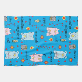 Kitchen Towel "Hanukkah Cat Dog Mouse Bird Towel" Theedoek