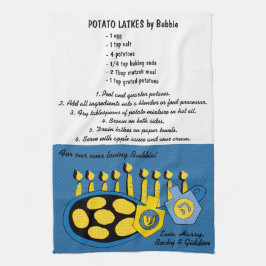 Kitchen Towel "Hanukkah Frying Latkes Recipe" Theedoek