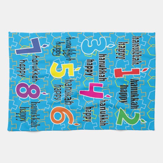 Kitchen Towel "Hanukkah Happy 8 Nights" Dish Towel Theedoek (Horizontaal)