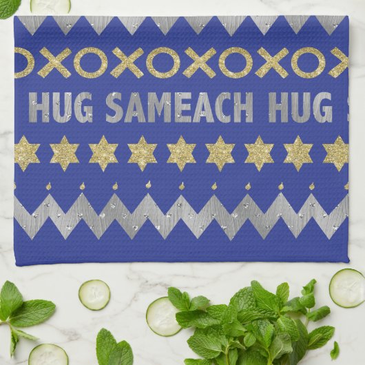 Kitchen Towel "Hanukkah Hug Sameach" Dish Towel Theedoek (Gevouwen)