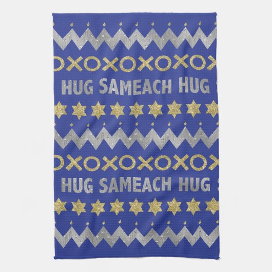 Kitchen Towel "Hanukkah Hug Sameach" Dish Towel Theedoek (Verticaal)