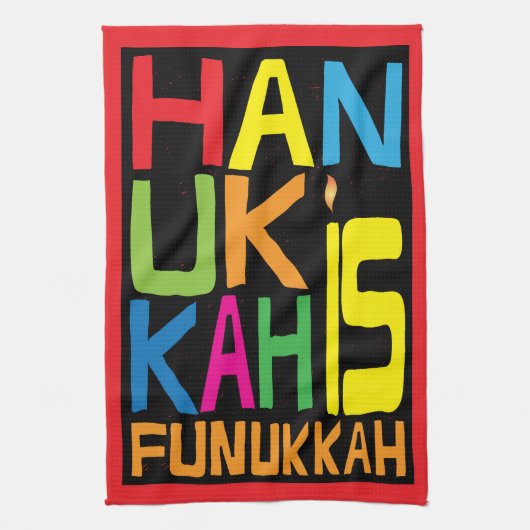 Kitchen Towel "Hanukkah is Funukkah" Dish Towel Theedoek (Verticaal)