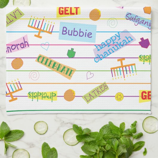 Kitchen Towel "Hanukkah Party" Theedoek (Gevouwen)