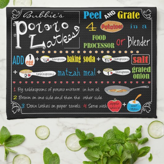 Kitchen Towel "Hanukkah Potato Latke Recipe" Theedoek (Gevouwen)