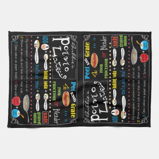 Kitchen Towel "Hanukkah Potato Latke Recipe" Theedoek (Horizontaal)