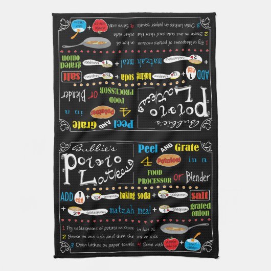 Kitchen Towel "Hanukkah Potato Latke Recipe" Theedoek (Verticaal)