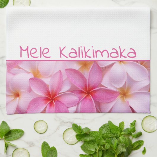 Kitchen Towel-Kerstmis Mele Kalikimaka Plumeria Theedoek (Gevouwen)