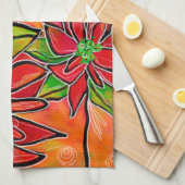  KITCHEN TOWEL met Poinsettia-ontwerp Theedoek (Quarter Fold)
