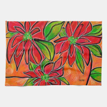 KITCHEN TOWEL met Poinsettia-ontwerp