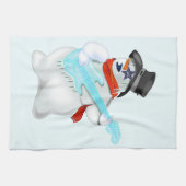 Kitchen Towel met Snowman Guitarist - Funny Theedoek (Horizontaal)
