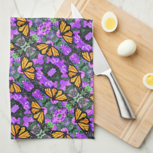 Kitchen Towel Monarch & Paarse Asters Theedoek