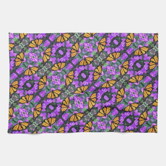 Kitchen Towel Monarch & Paarse Asters Theedoek (Horizontaal)