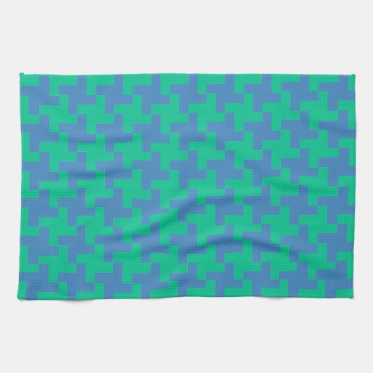 Kitchen Towel of Tea Towel Emerald, Blue Dogtooth Theedoek (Horizontaal)