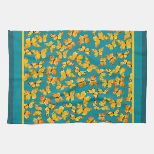 Kitchen Towel of Tea Towel, Golden Butterflies Theedoek (Horizontaal)