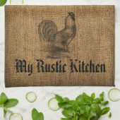 Kitchen Towel Rustic Rooster Burlap Theedoek (Gevouwen)
