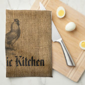 Kitchen Towel Rustic Rooster Burlap Theedoek (Quarter Fold)