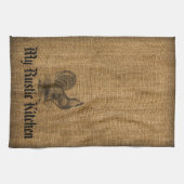Kitchen Towel Rustic Rooster Burlap Theedoek (Horizontaal)