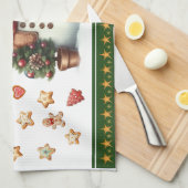 Kitchen Towel Snowman and Christmas Cookies Red Theedoek (Quarter Fold)