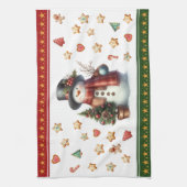 Kitchen Towel Snowman and Christmas Cookies Red Theedoek (Verticaal)