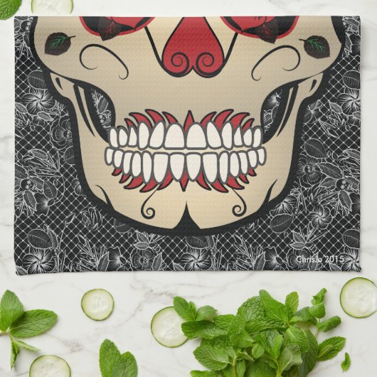 Kitchen Towel Sugar Skull Day of the Dead Art Theedoek (Gevouwen)