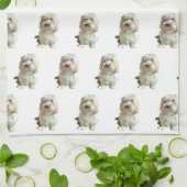 Kitchen Towel - White Havanese Dog Theedoek (Gevouwen)